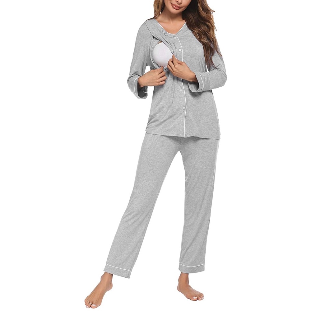 Pajama Set Button Down Nursing Sleepwear